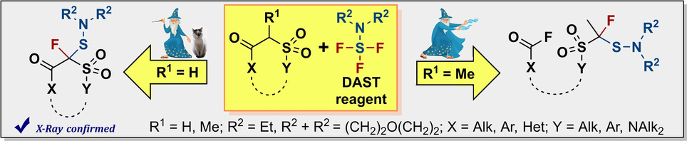 Reaction of Dialkylaminosulfur Trifluorides with β-Keto Sulfonamides and β-Keto Sulfones