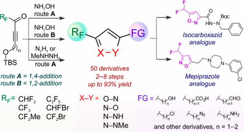 Regioselective Synthesis of Functionalized 3- or 5-Fluoroalkyl Isoxazoles and Pyrazoles from Fluoroalkyl Ynones and Binucleophiles
